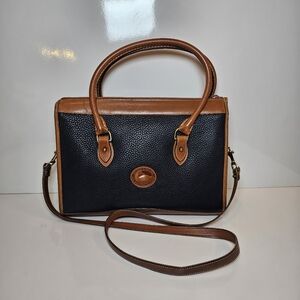 Vintage 80s Dooney & Bourke All Weather Leather Boston Satchel Bag Made in USA